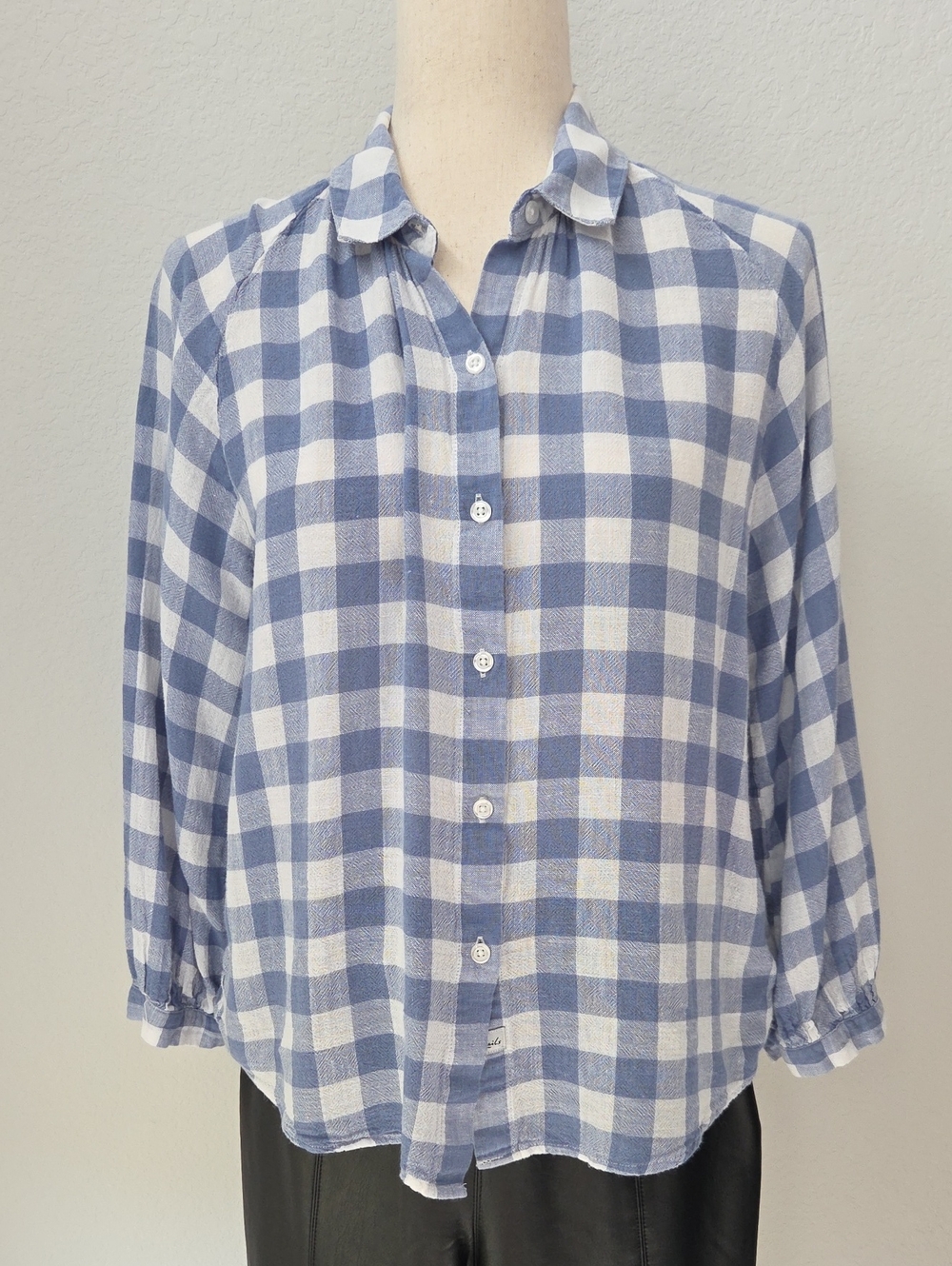 Rails Blue and White Gingham Button-Down Shirt